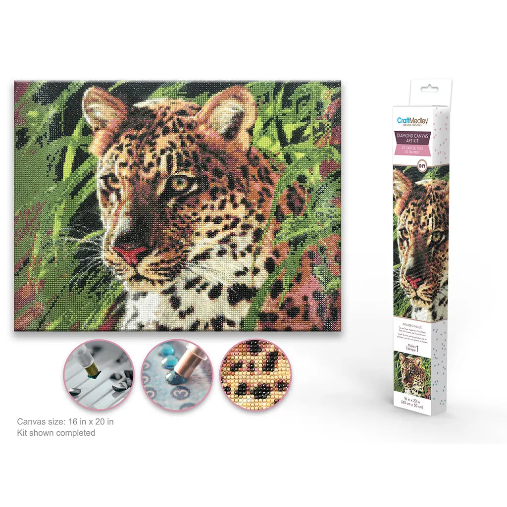 Diamond Painting Art Kit 15.8INx19.7IN w/Gems+Tool+Tray Leopard
