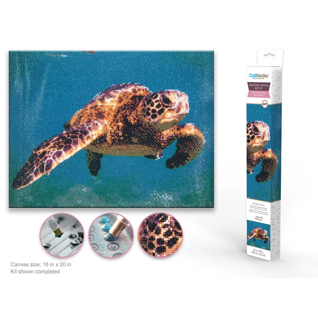 Diamond Painting Art Kit 15.8INx19.7IN w/Gems+Tool+Tray Sea Turtle