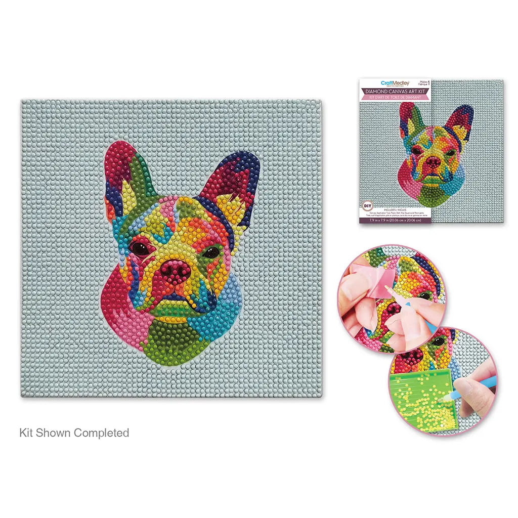 Stretch Artist Diamond Painting Canvas Kit 7.9INx7.9IN Primed Back-Stapled Dog