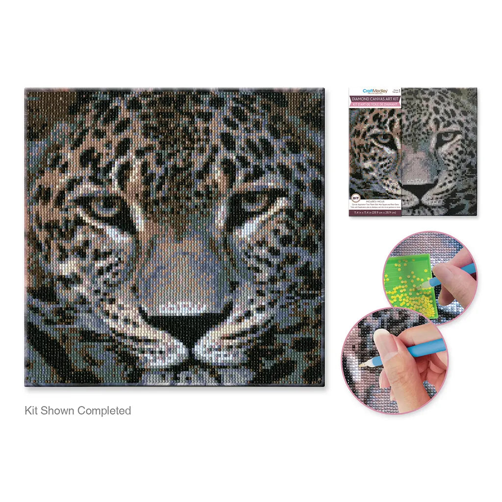 Stretch Artist Diamond Painting Canvas Kit 11.4INx11.4IN Primed Back-Stapld Leopard
