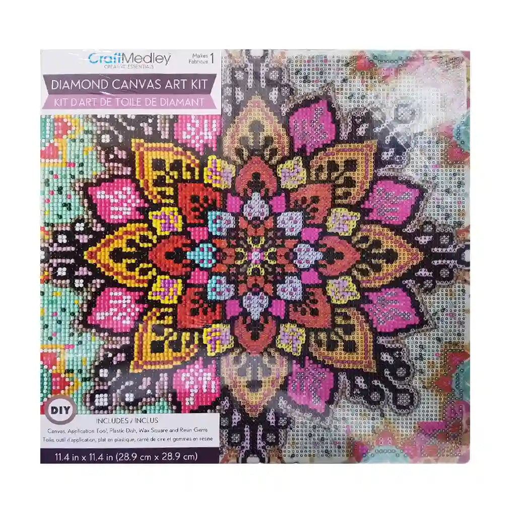 Stretch Artist Diamond Painting Canvas Kit 11.4INx11.4IN Primed Back-Stapld Mandala