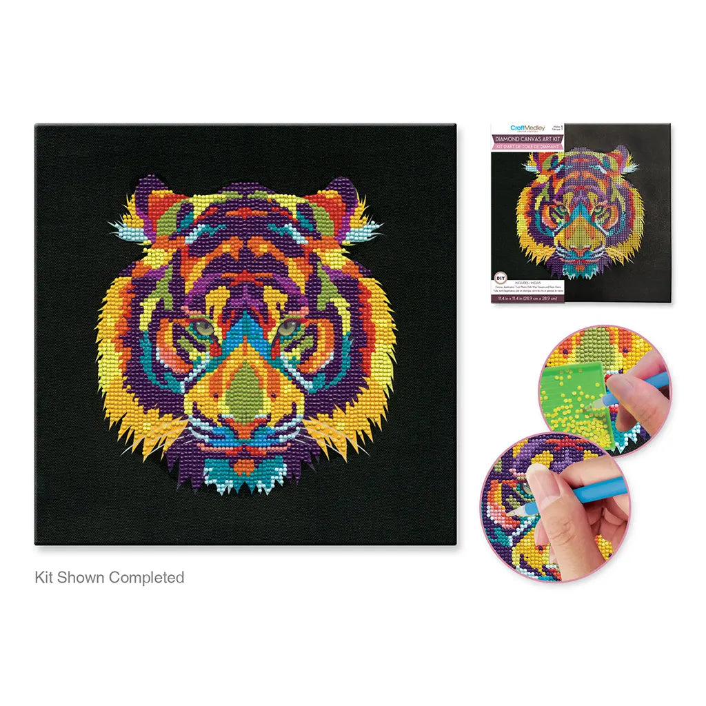 Stretch Artist Diamond Painting Canvas Kit 11.4INx11.4IN Primed Back-Stapld Tiger