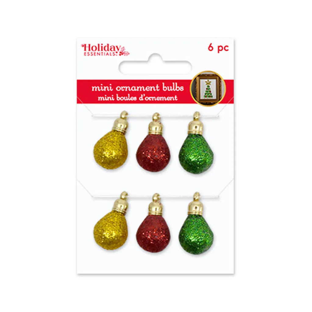 Mini Ornament Bulb 6pc  Glitter Hexagonal Candle