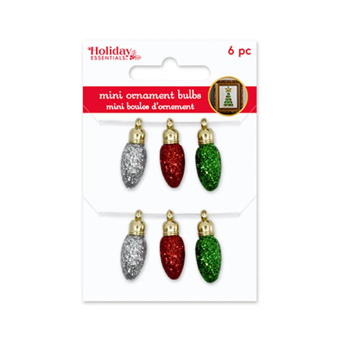 Mini Ornament Bulb 6pc  Glitter Hexagonal Candle