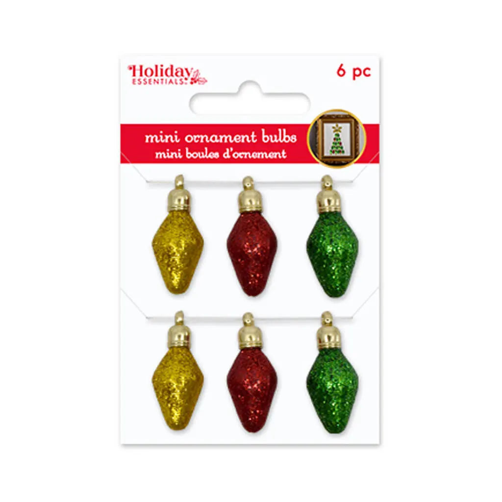 Mini Ornament Bulb 6pc  Glitter Hexagonal Candle
