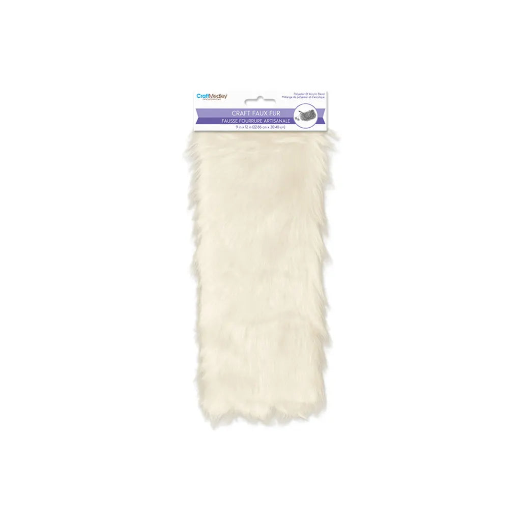 9INx12IN Faux-Fur Sheet 4cm Solid Color Long-Hair Antique White