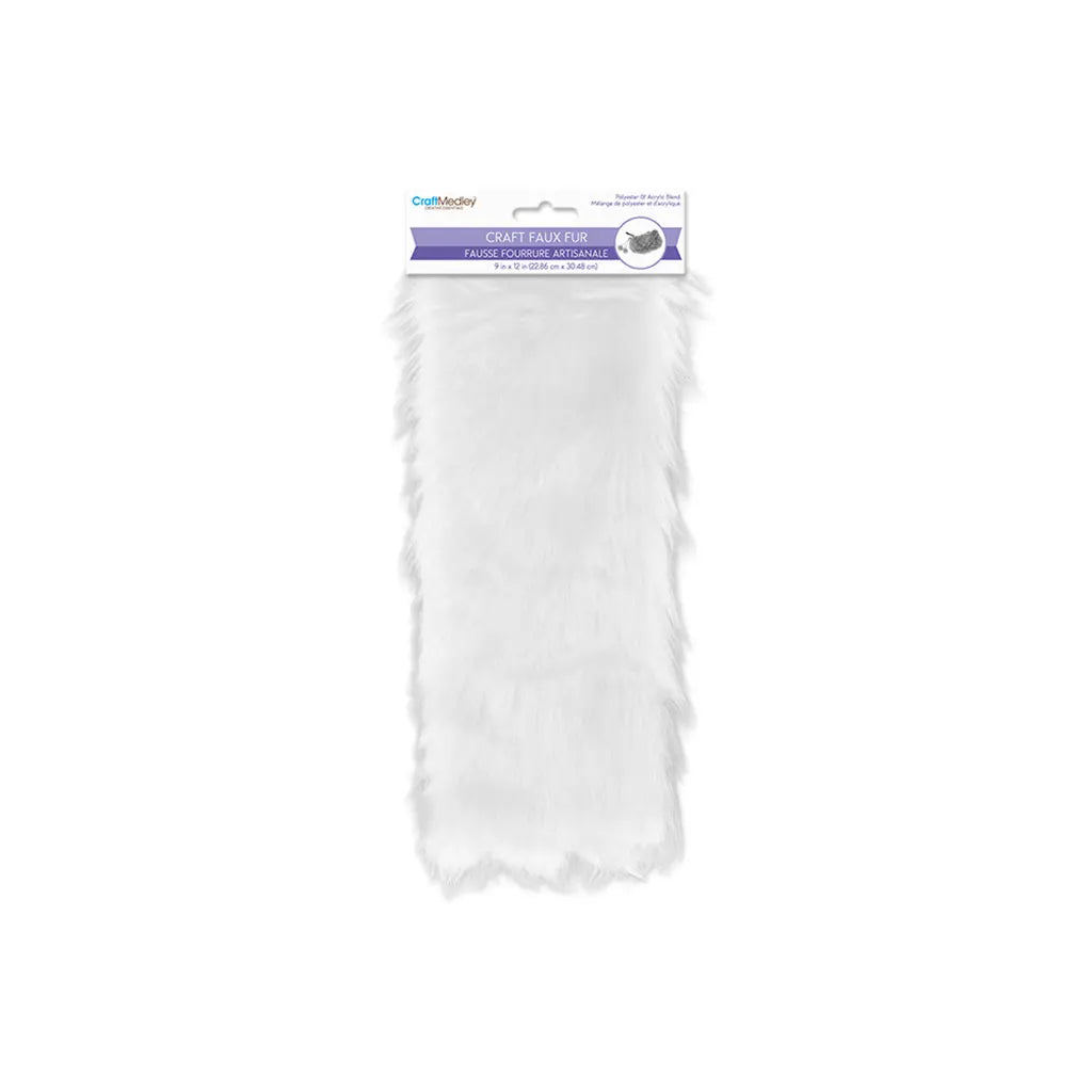 9INx12IN Faux-Fur Sheet 4cm Solid Color Long-Hair White