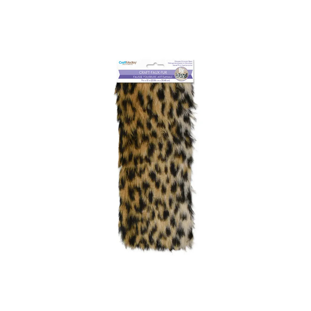 9INx12IN Faux-Fur Sheet 2cm Animal Pattern Hairs Cheetah