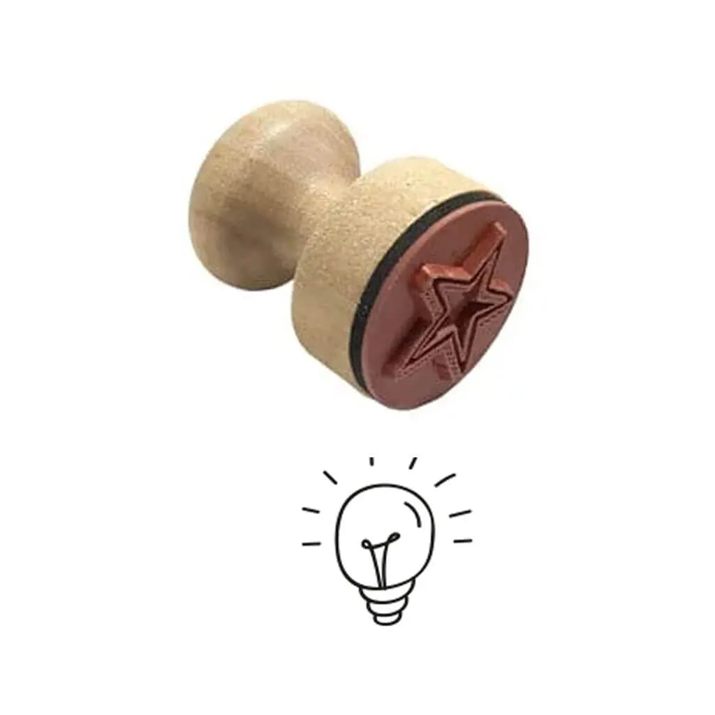 Wooden Rubber Stamps Ergonomic Handle 1.1IN Stamp Star