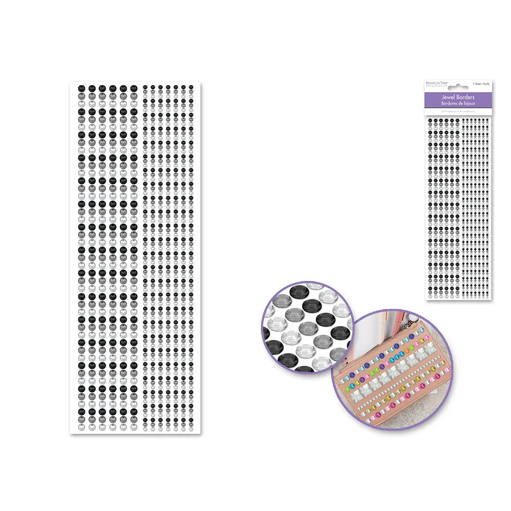 Paper Craft Sticker 10cmx27cm Jewel Borders Gem Lines Classic