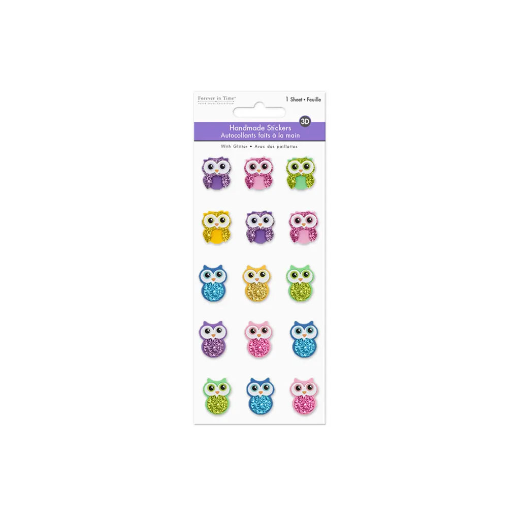 Handmade Sticker 3D Glitter Cardstock Elements 250gsm Owl