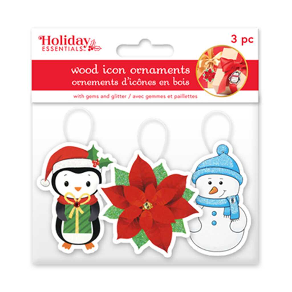 3D Wood Festive Icon Hangers x3