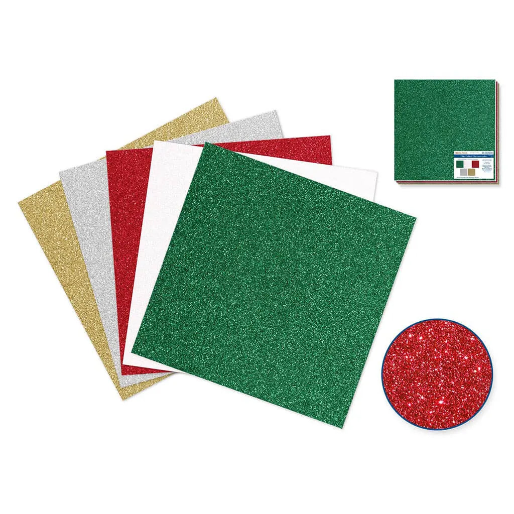 Holiday Cardstock: 12"x12" Glitter Glam 250gsm Red