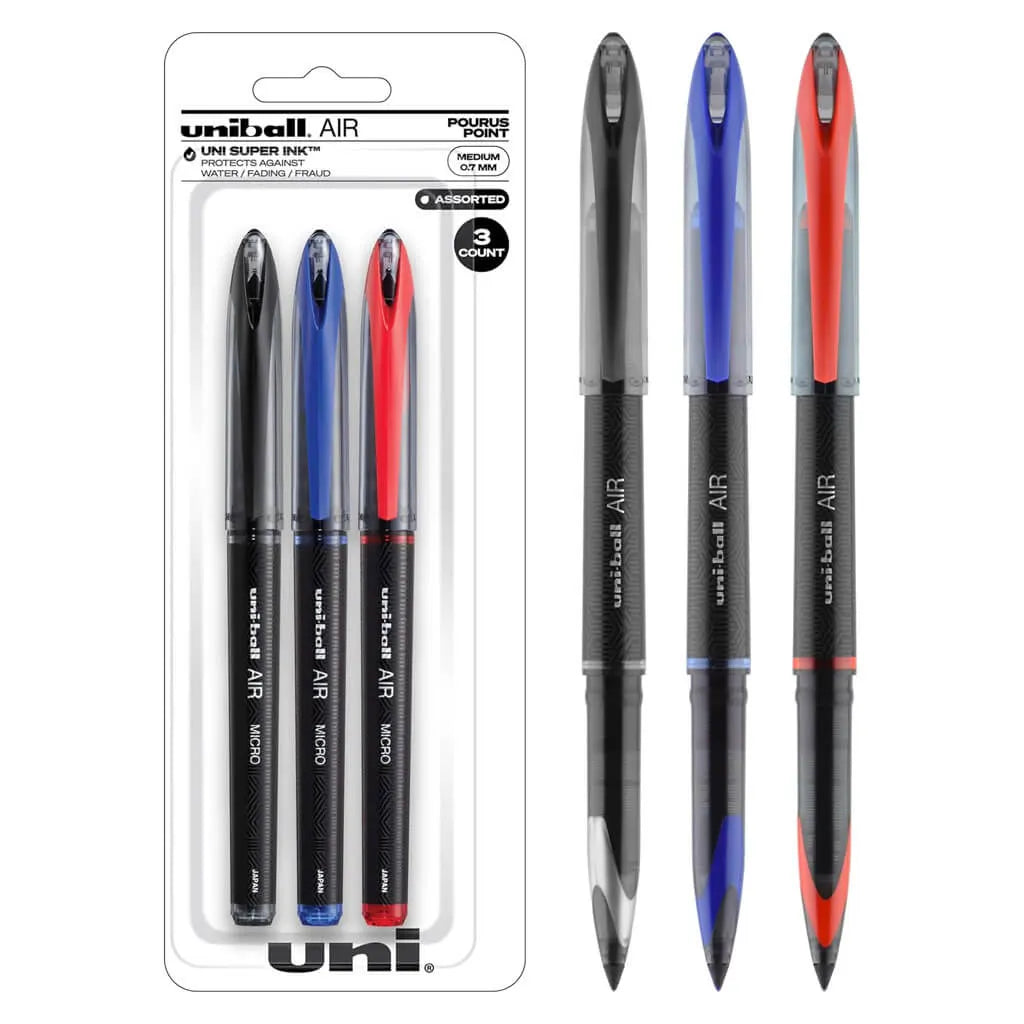 Uni-ball 1927595 Air Rollerball Pen .7 mm Assorted Ink 3/Pack