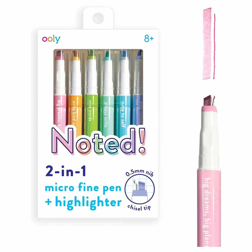 Noted! 2-in-1 Micro Fine Pen &amp; Highlighter 6pc