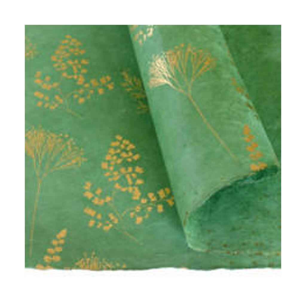 Lamali Decorative Lokta Paper Botanic 60gsm 20in x 30in, Gold/Green