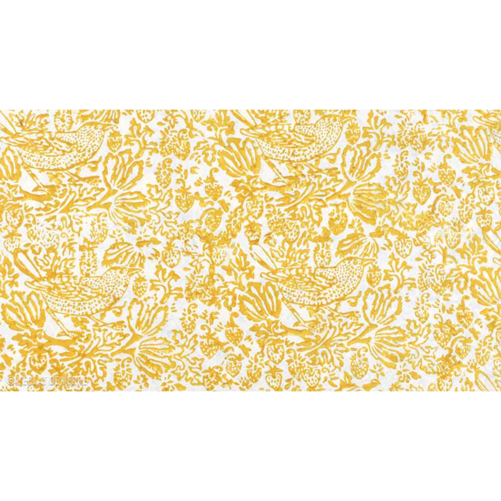 Lamali Decorative Lokta Paper Thrush &amp; Strawberries 60gsm 20in x 30in, Yellow