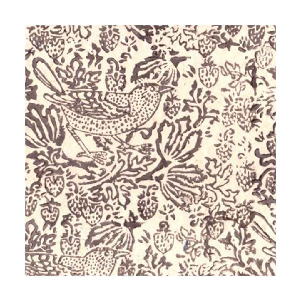 Lamali Decorative Lokta Paper Thrush &amp; Strawberries 60gsm 20in x 30in, Taupe