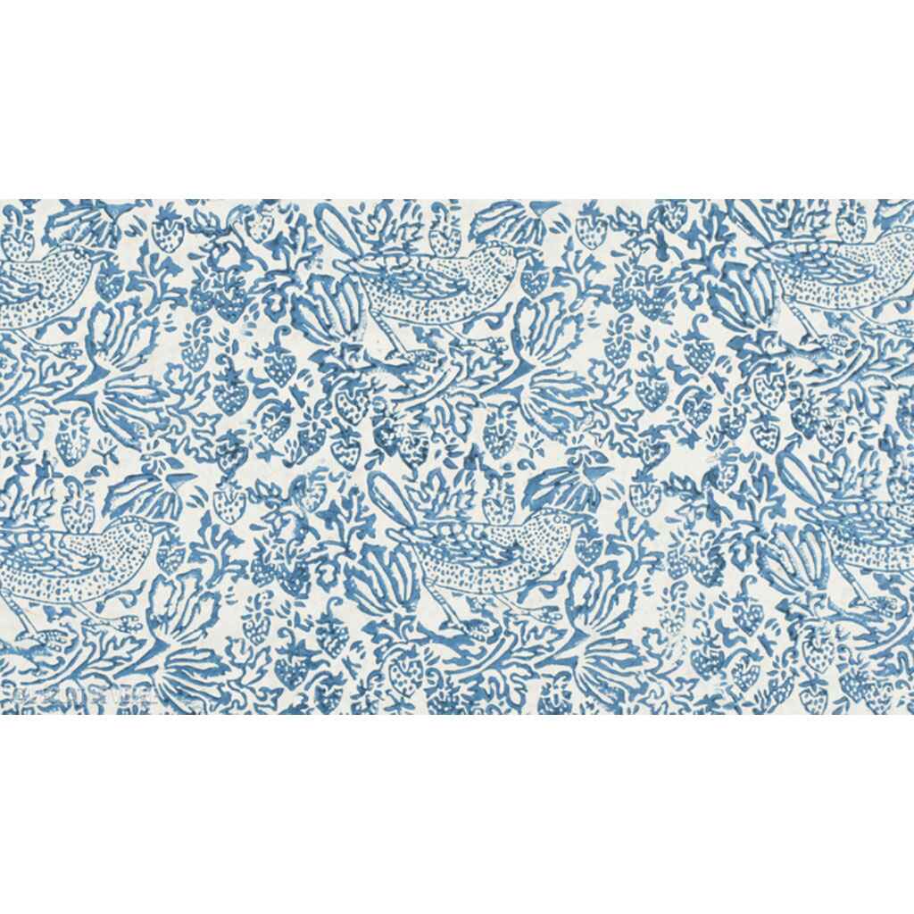 Lamali Decorative Lokta Paper Thrush &amp; Strawberries 60gsm 20in x 30in, Blue