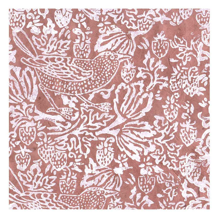 Lamali Decorative Lokta Paper Thrush & Strawberries 60gsm 20in x 30in, Sienna