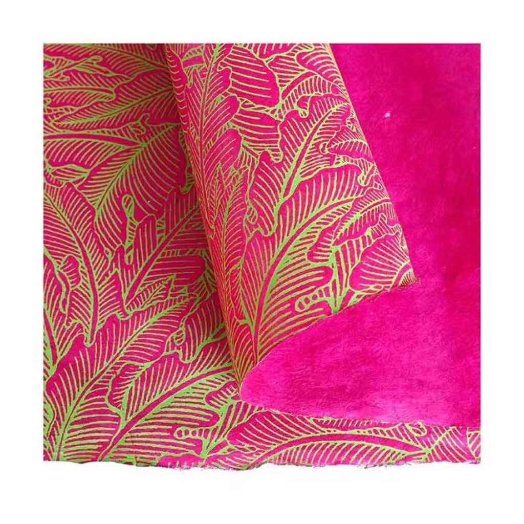 Lamali Decorative Lokta Paper Greenery Medium 60gsm 20in x 30in, Fuchsia/Green