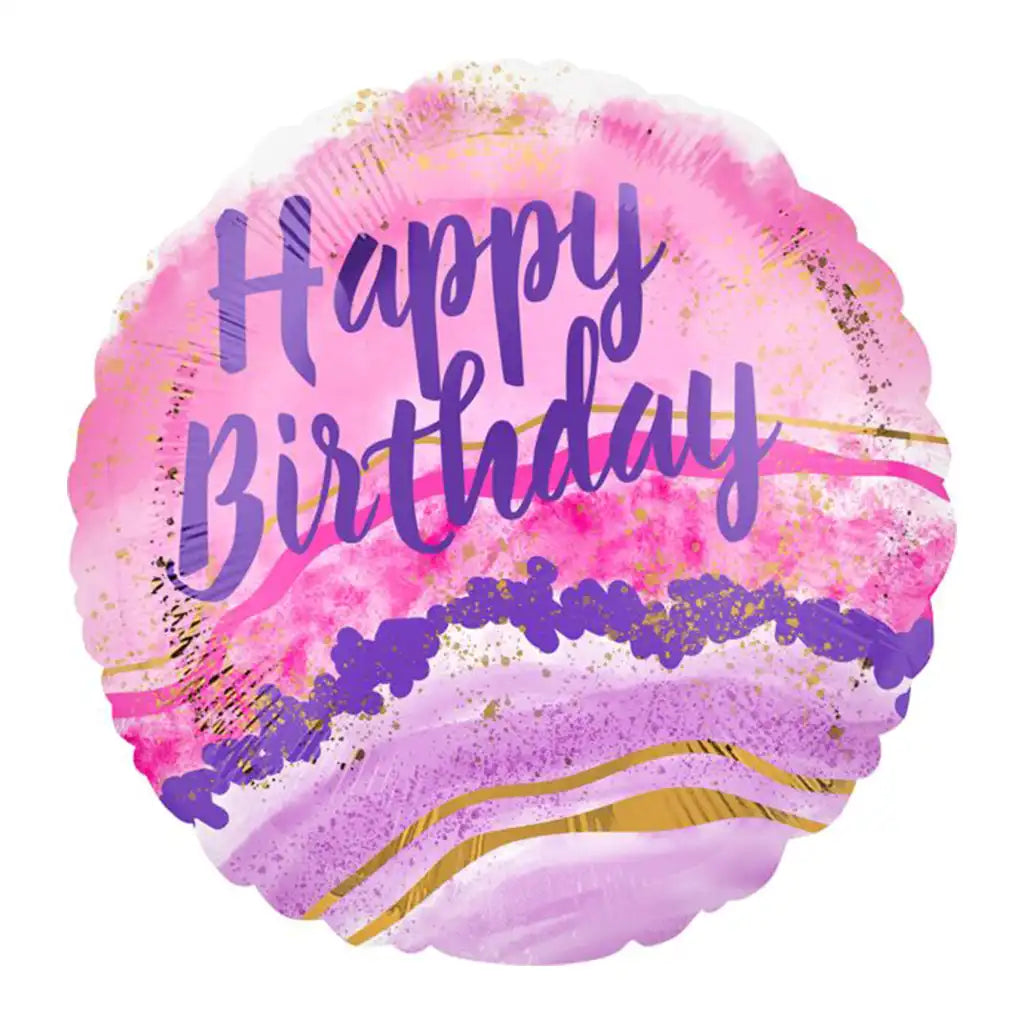 Birthday Watercolor Marble Foil Balloon, 18in