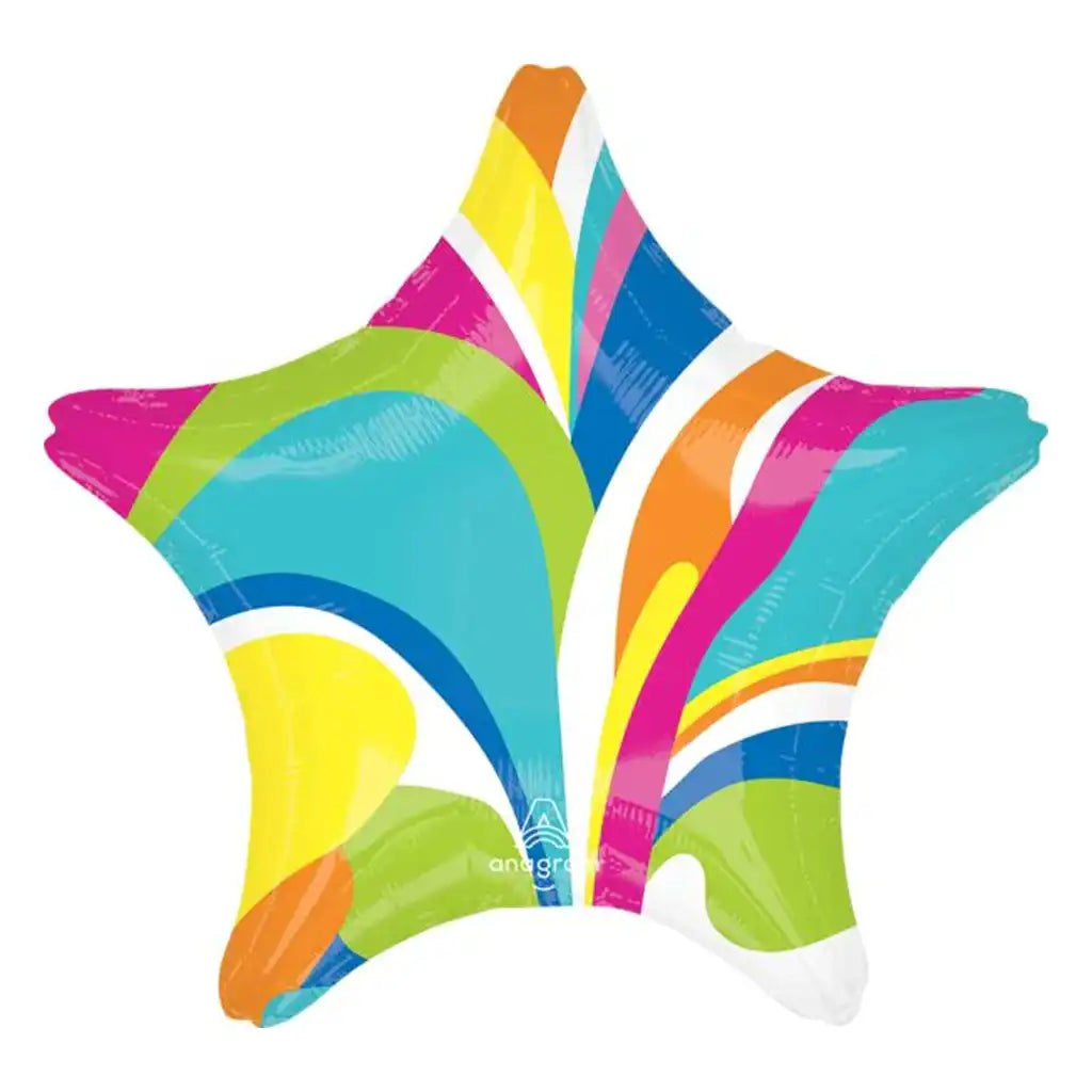 Vibrant Macro Marble Star Foil Balloon, 19in