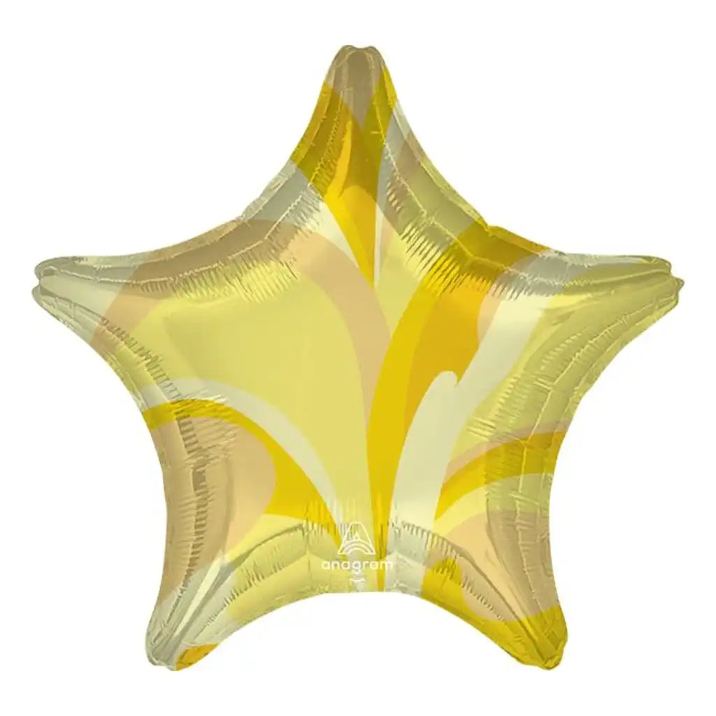 Gold Macro Marble Star Foil Balloon, 19in