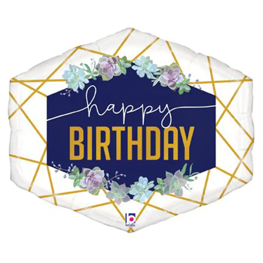 Geo Navy Birthday Shape Foil Balloon, 30in
