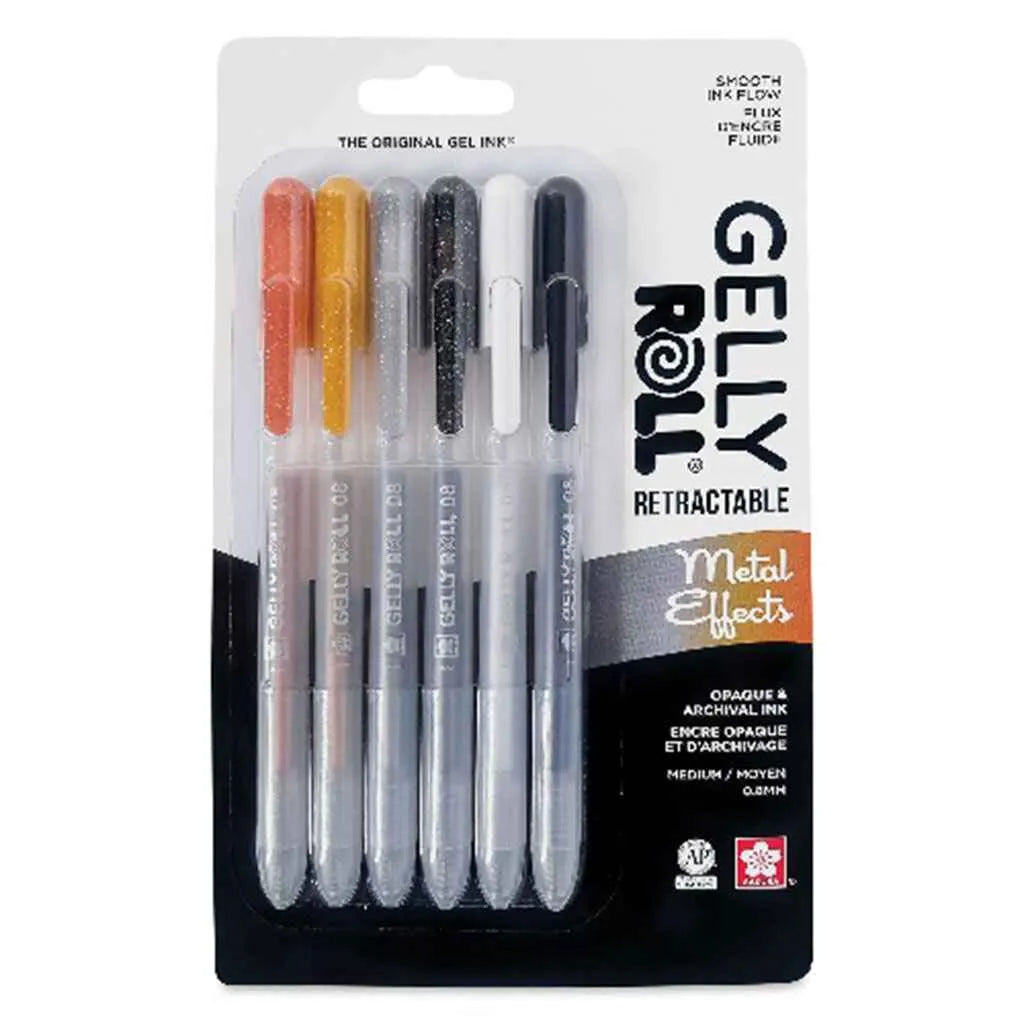 Gelly Roll Retractable Pen Set of 6, Metal Effects