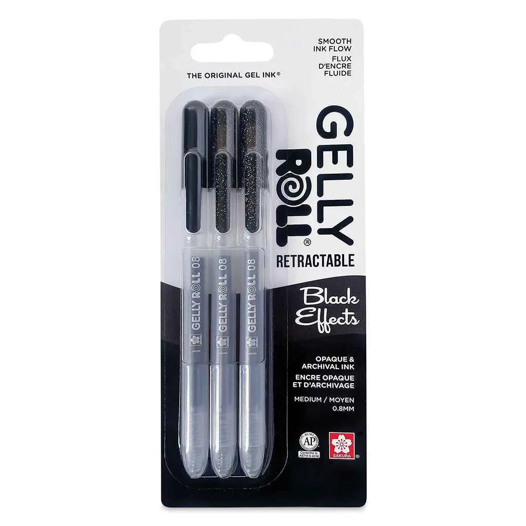 Gelly Roll Retractable Pen Set of 3, Black Effects