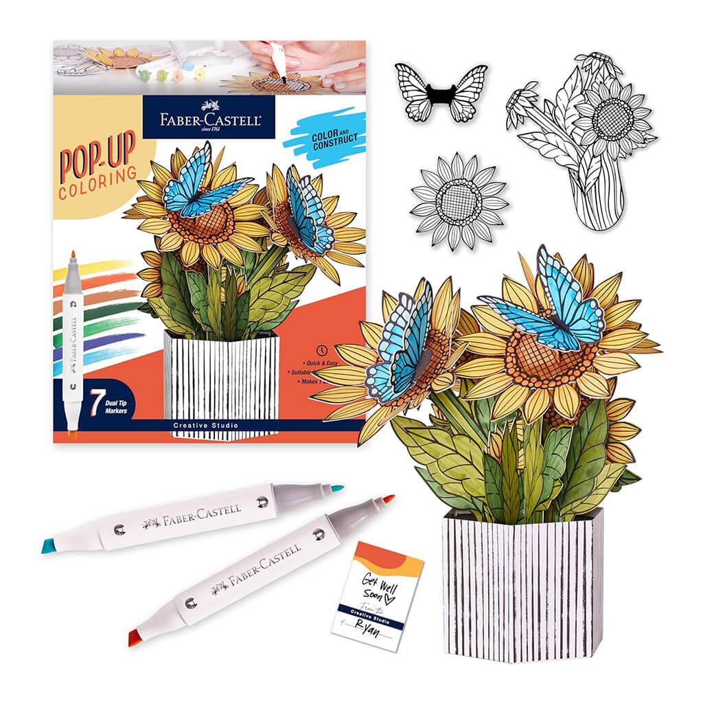 Pop Up Coloring Sunflowers and Butterflies