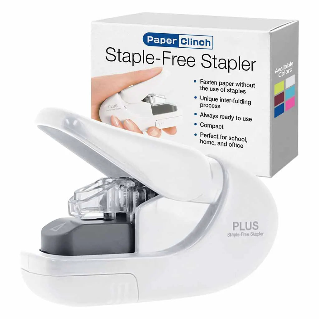 Paper Clinch Staple-Free Staplers,White