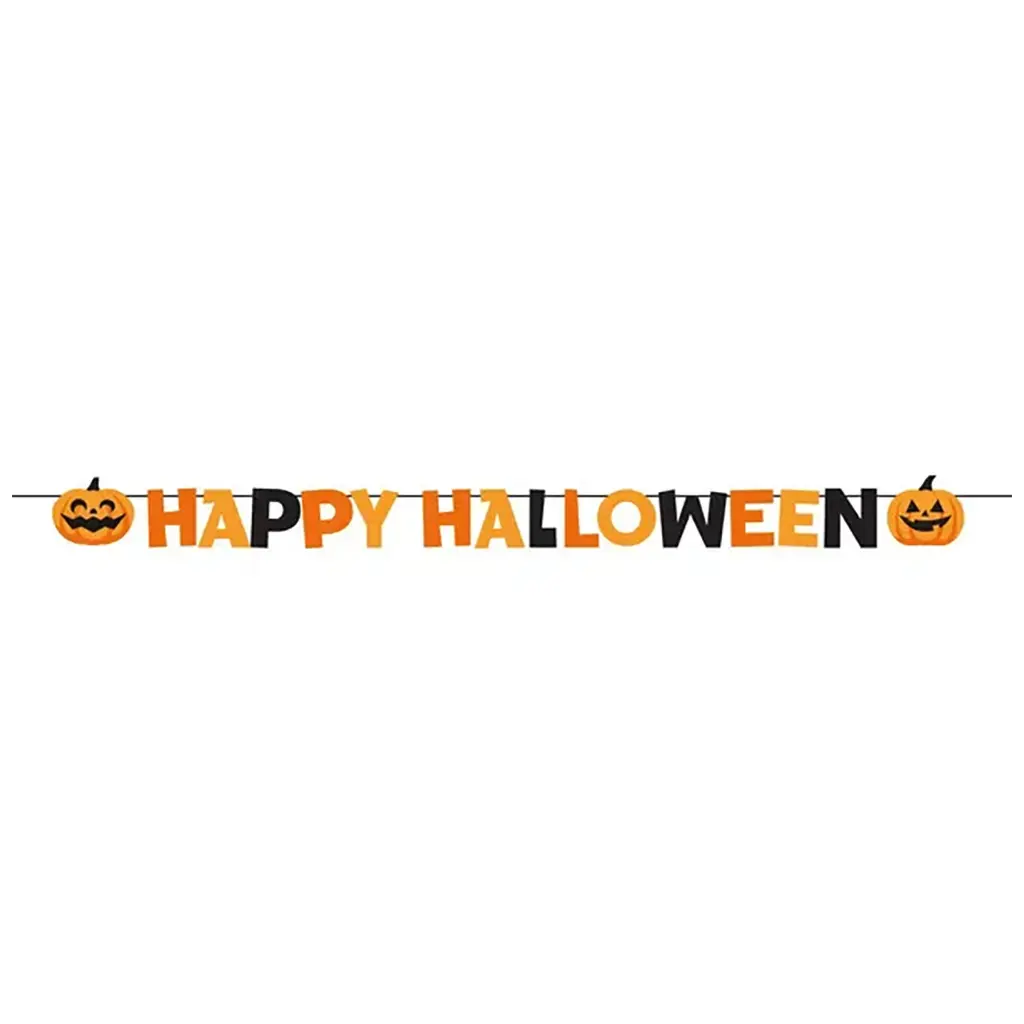 Prestrung Ribbon Banner, "Happy Halloween"