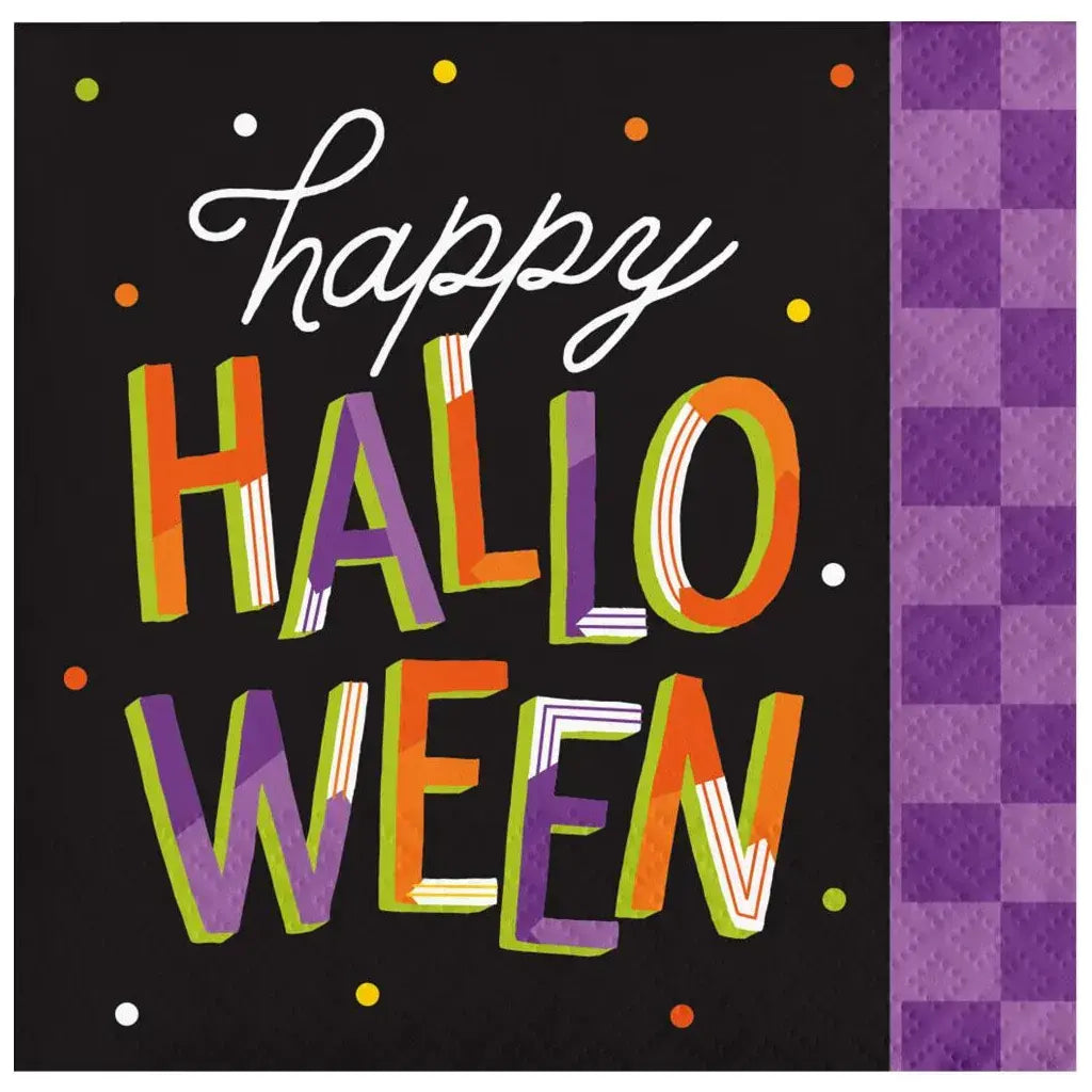 Retro Halloween Beverage Napkin "Happy Halloween", 16pc