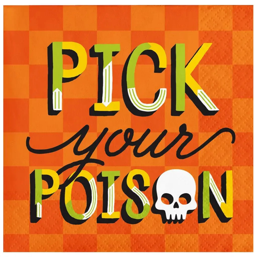 Retro Halloween Beverage Napkin "Pick Your Poison", 16pc
