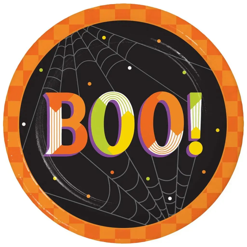 Retro Halloween Luncheon Plate "Boo", 8pc, 7in
