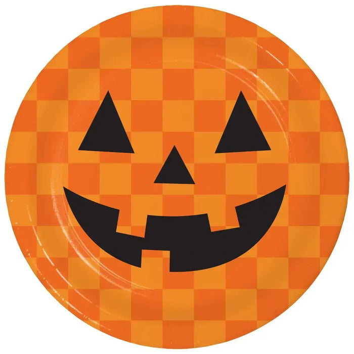 Retro Halloween Luncheon Plate Jack-O-Lantern 8pc, 7in