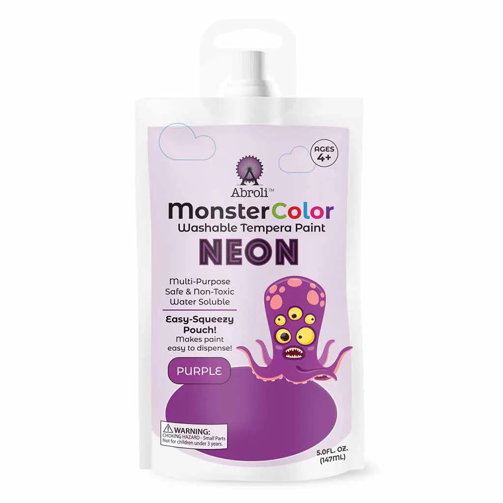 MonsterColor Washable Tempera Paint Pouches Neon