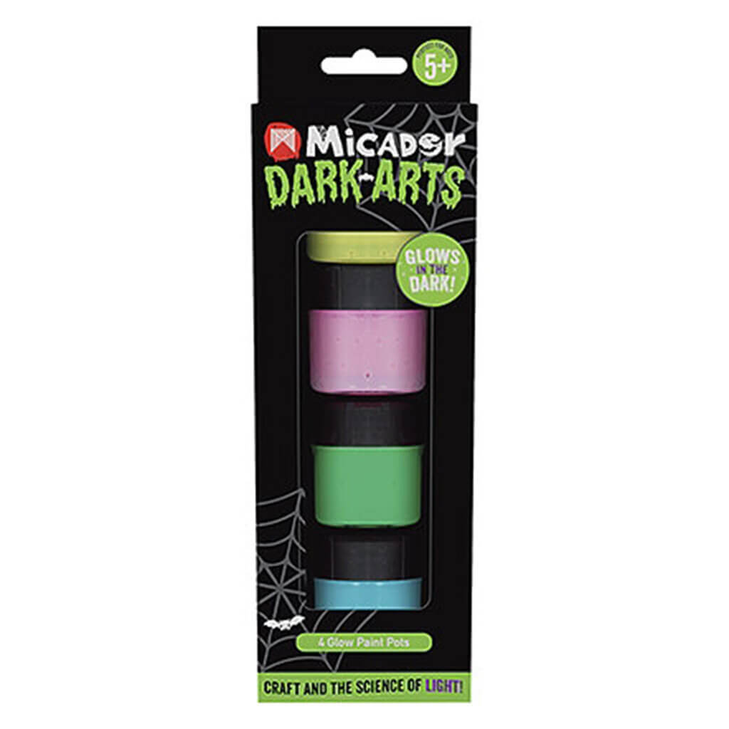 Dark Arts Glow Paint Pots with Brush 4Pk
