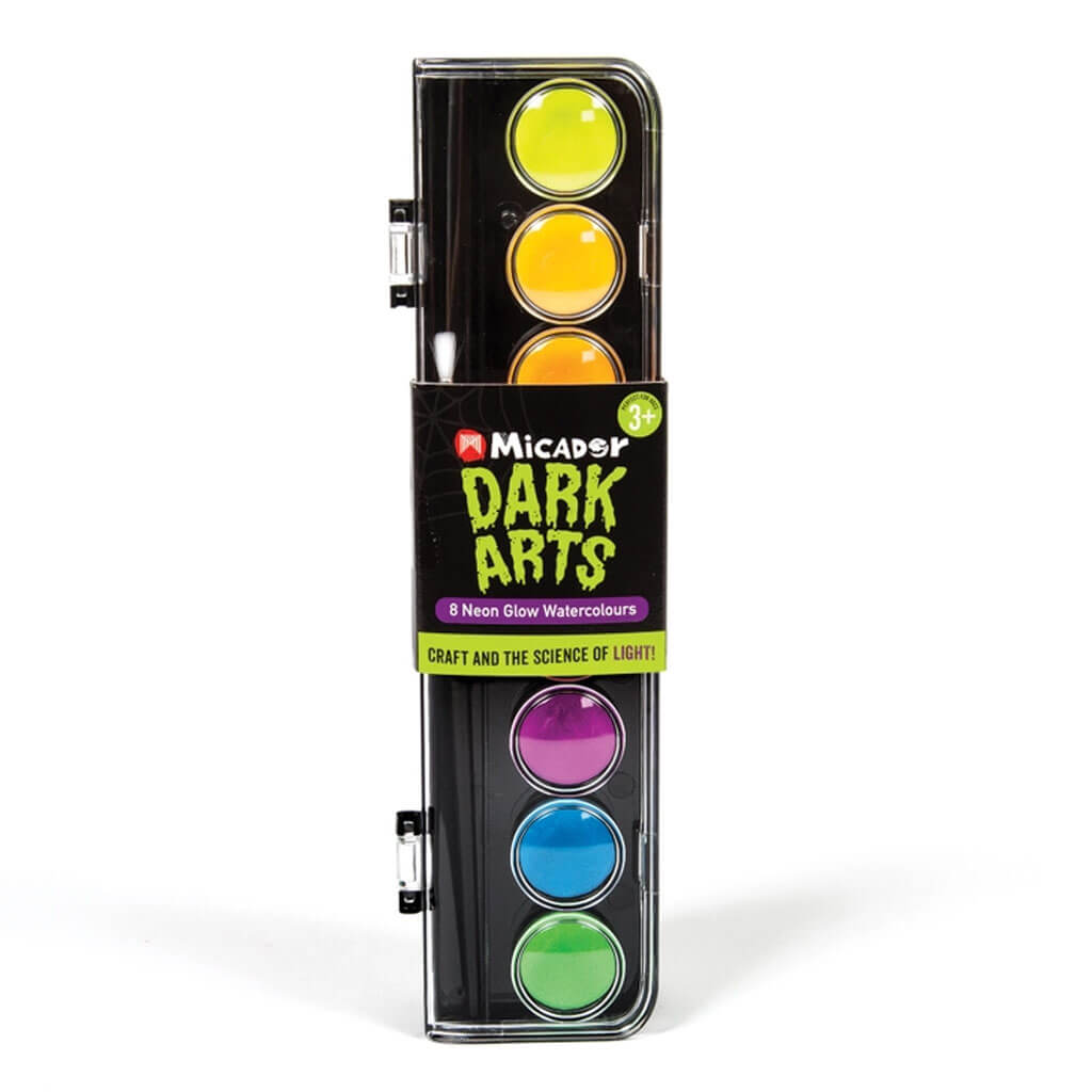 Dark Arts Neon Watercolor Paint Disc with Brush 8/Set