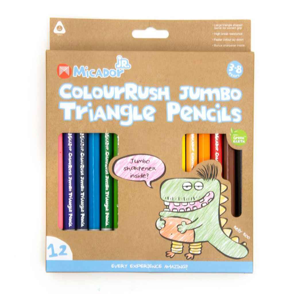 MJ Colourush Jumbo Triangle Pencil 12/Set