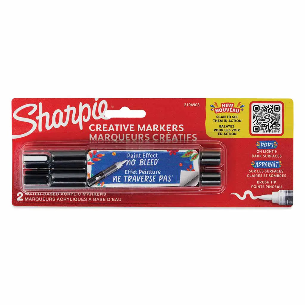 Sharpie Creative Markers Sets, Brush Tip,2-Color (Black &amp; White) Set