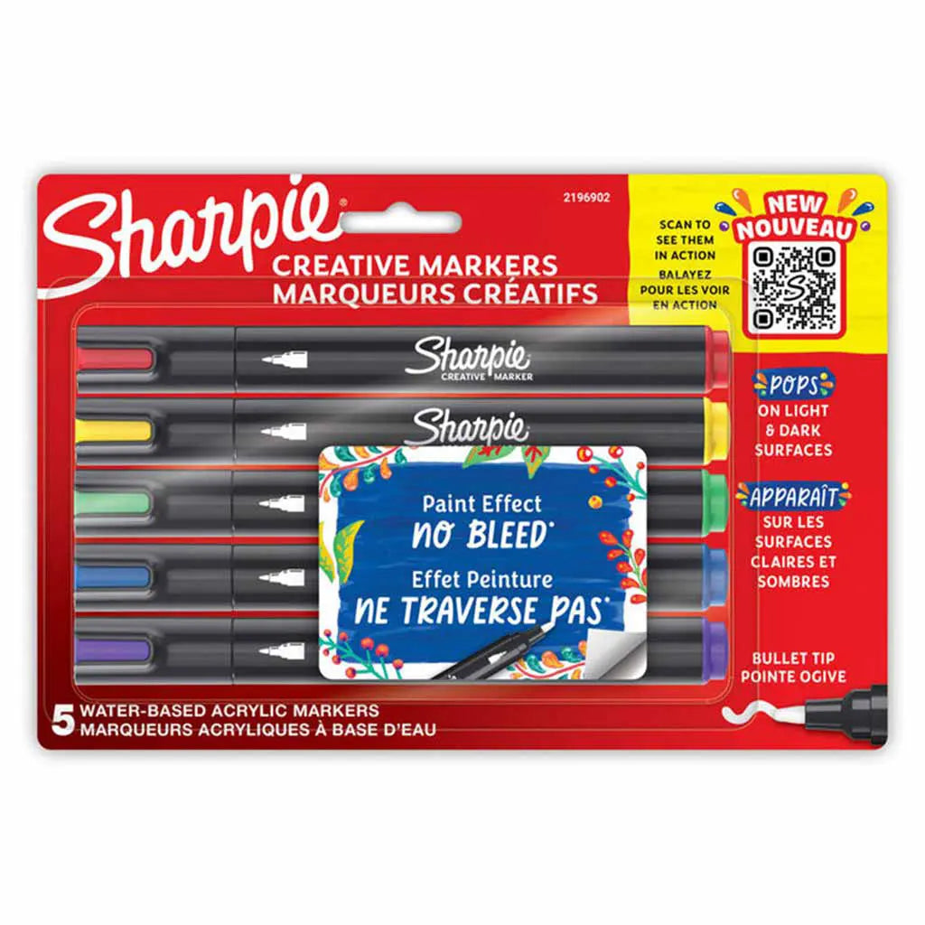 Sharpie Creative Markers Sets, Bullet Tip,5-Color Assorted Set