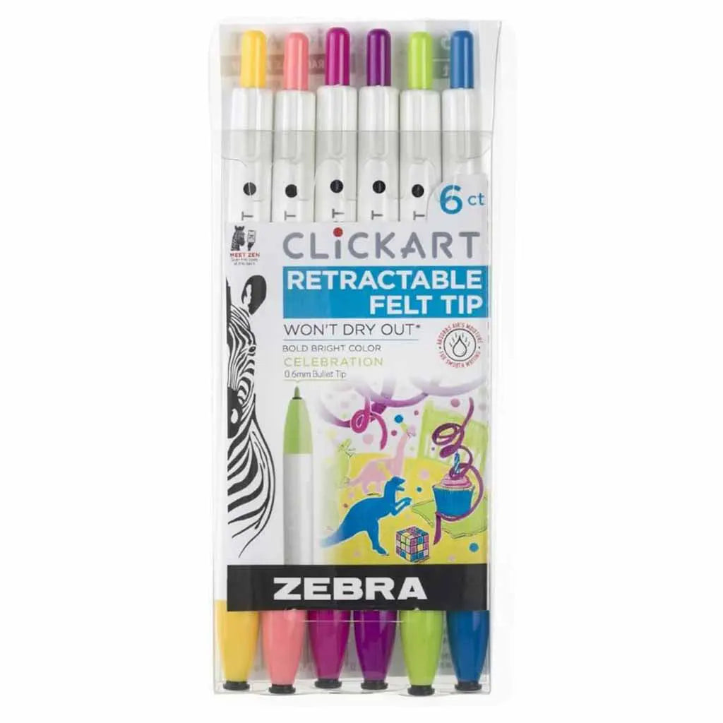 ClickArt Retractable Marker Pen Sets, 6-Pen Celebration Set