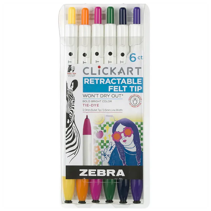 ClickArt Retractable Marker Pen Sets, 6-Pen Tie-Dye Set