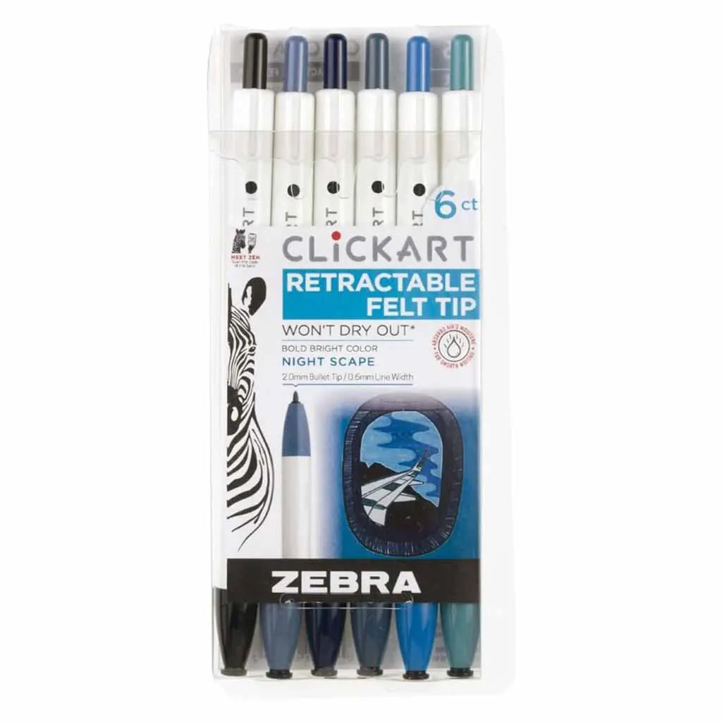 ClickArt Retractable Marker Pen Sets, 6-Pen Night Scape Set