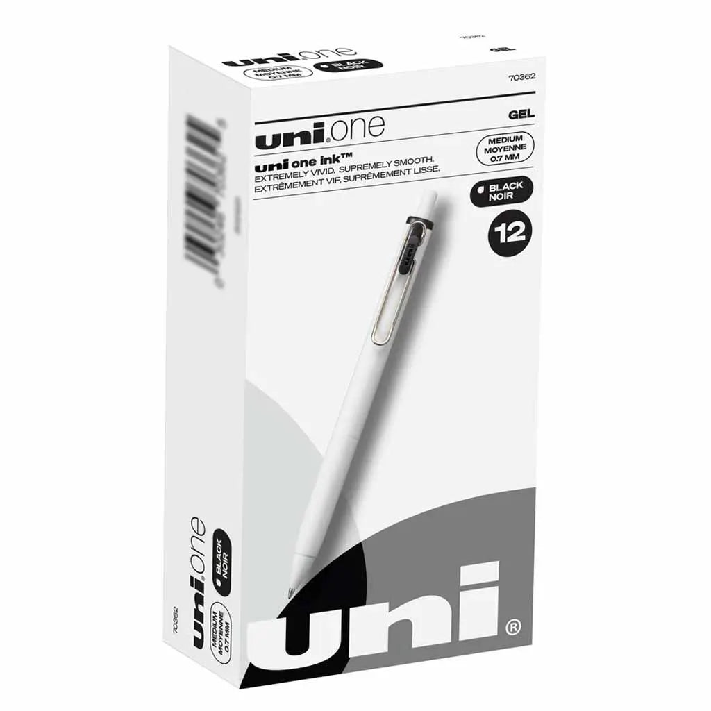 Uniball one Retractable Gel Pens, .7mm - Black