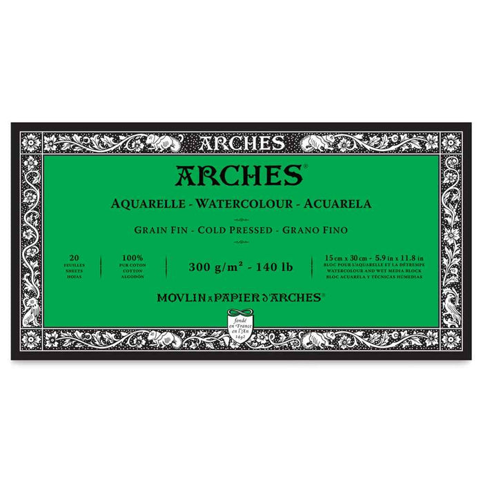 Arches Watercolor Block White Natural Travel Journal  140lb Cold Press, 15cm x 30cm