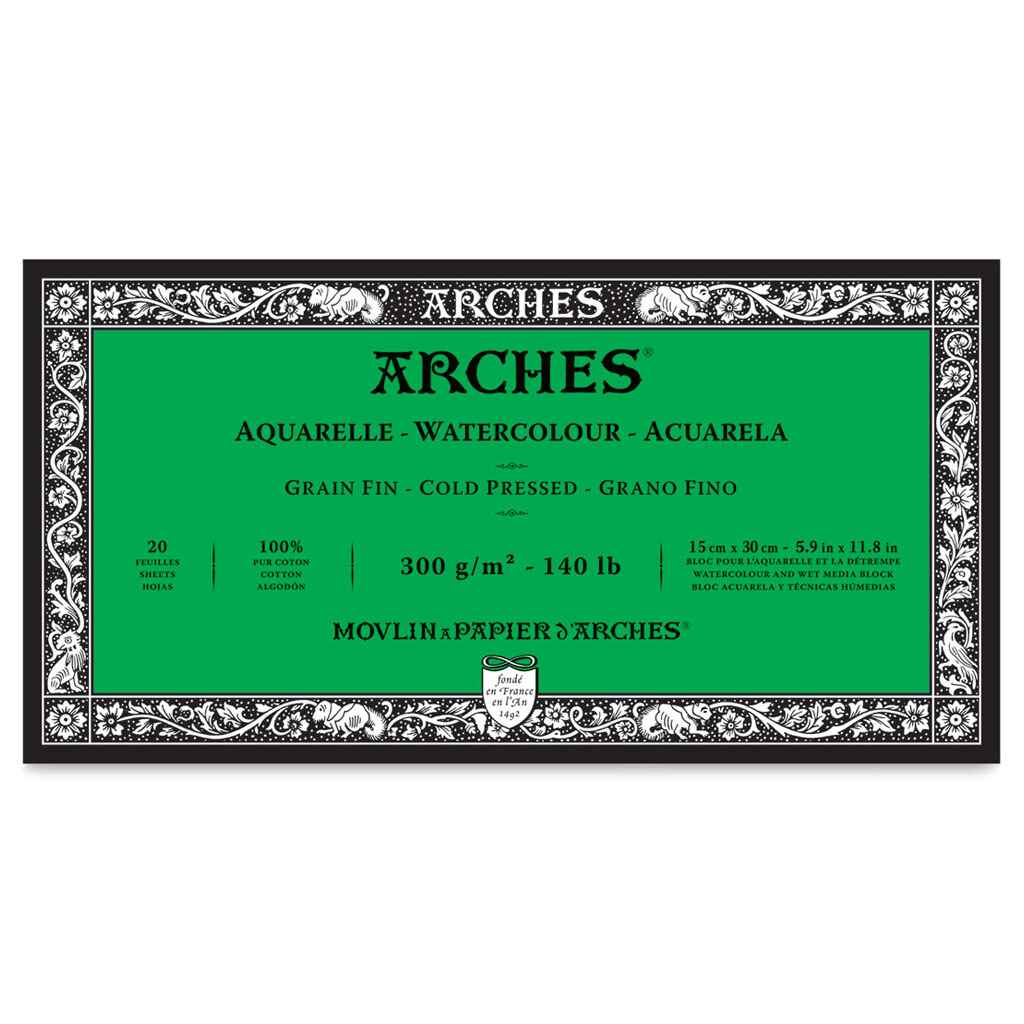 Arches Watercolor Block White Natural Travel Journal  140lb Cold Press, 15cm x 30cm